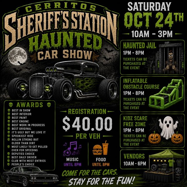 Cerritos Sheriff Station Haunted Car Show flyer October 2026